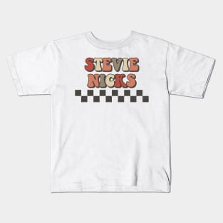Stevie Nicks Checkered Retro Groovy Style Kids T-Shirt